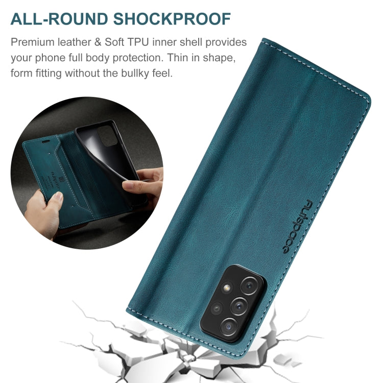 For Samsung Galaxy A53 AutSpace A01 Retro Skin-feel Crazy Horse RFID Leather Phone Case
