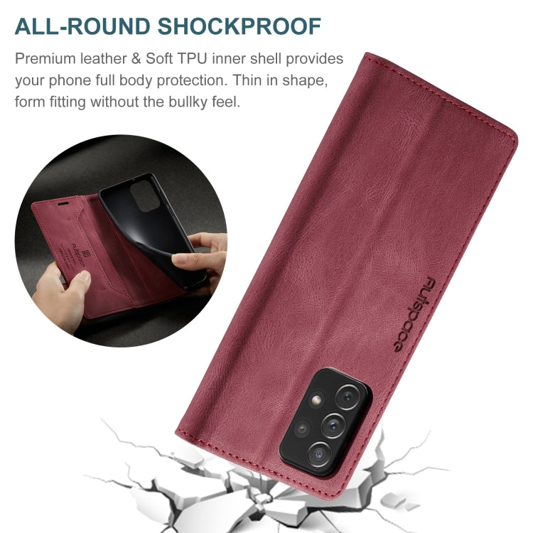 For Samsung Galaxy A53 AutSpace A01 Retro Skin-feel Crazy Horse RFID Leather Phone Case