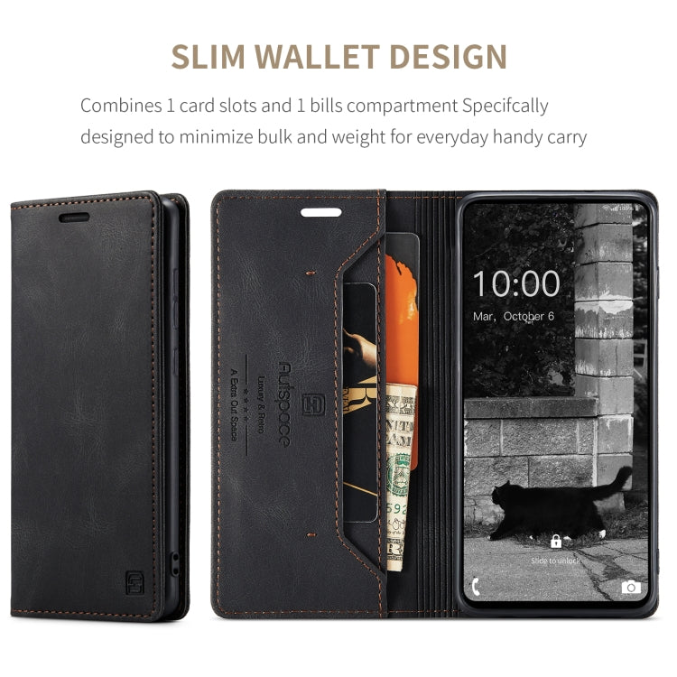 For Samsung Galaxy A73 AutSpace A01 Retro Skin-feel Crazy Horse RFID Leather Phone Case