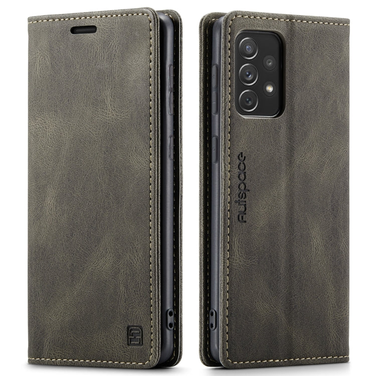 For Samsung Galaxy A73 AutSpace A01 Retro Skin-feel Crazy Horse RFID Leather Phone Case