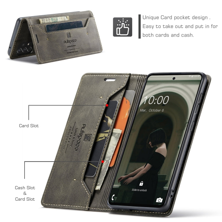 For Samsung Galaxy A73 AutSpace A01 Retro Skin-feel Crazy Horse RFID Leather Phone Case