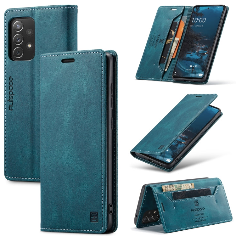 For Samsung Galaxy A73 AutSpace A01 Retro Skin-feel Crazy Horse RFID Leather Phone Case