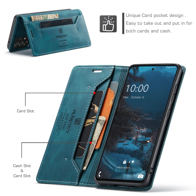 For Samsung Galaxy A73 AutSpace A01 Retro Skin-feel Crazy Horse RFID Leather Phone Case