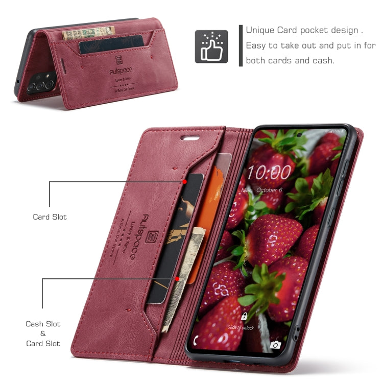 For Samsung Galaxy A73 AutSpace A01 Retro Skin-feel Crazy Horse RFID Leather Phone Case