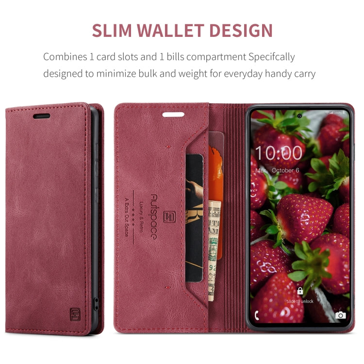 For Samsung Galaxy A73 AutSpace A01 Retro Skin-feel Crazy Horse RFID Leather Phone Case