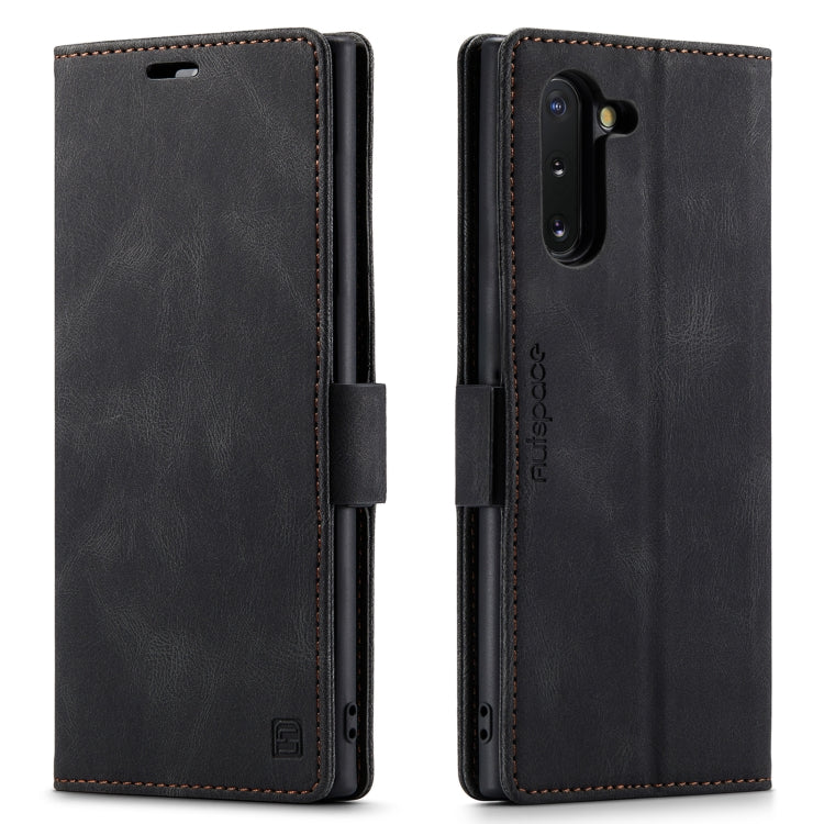 For Samsung Galaxy Note10 AutSpace A01 Retro Skin-feel Crazy Horse RFID Leather Phone Case