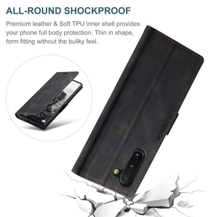 For Samsung Galaxy Note10 AutSpace A01 Retro Skin-feel Crazy Horse RFID Leather Phone Case