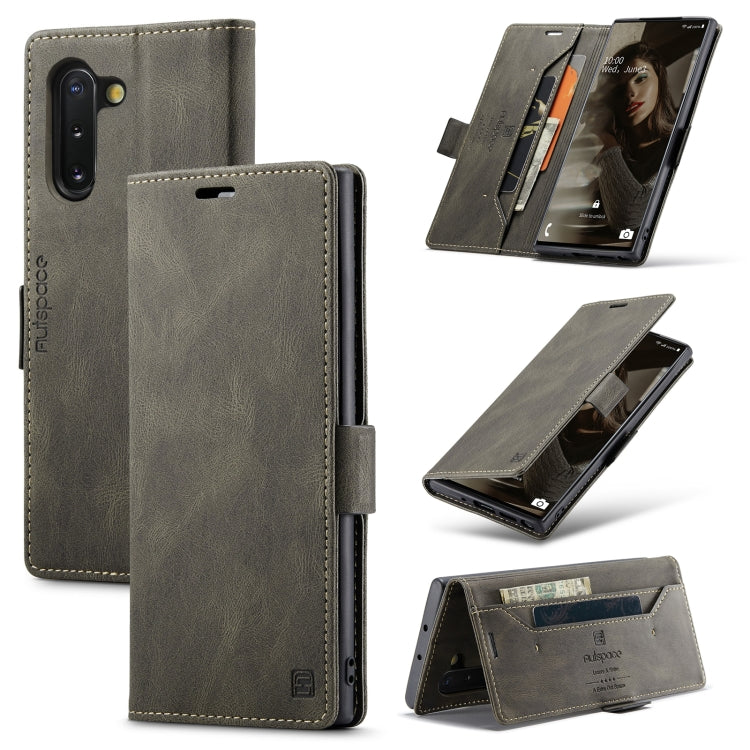 For Samsung Galaxy Note10 AutSpace A01 Retro Skin-feel Crazy Horse RFID Leather Phone Case