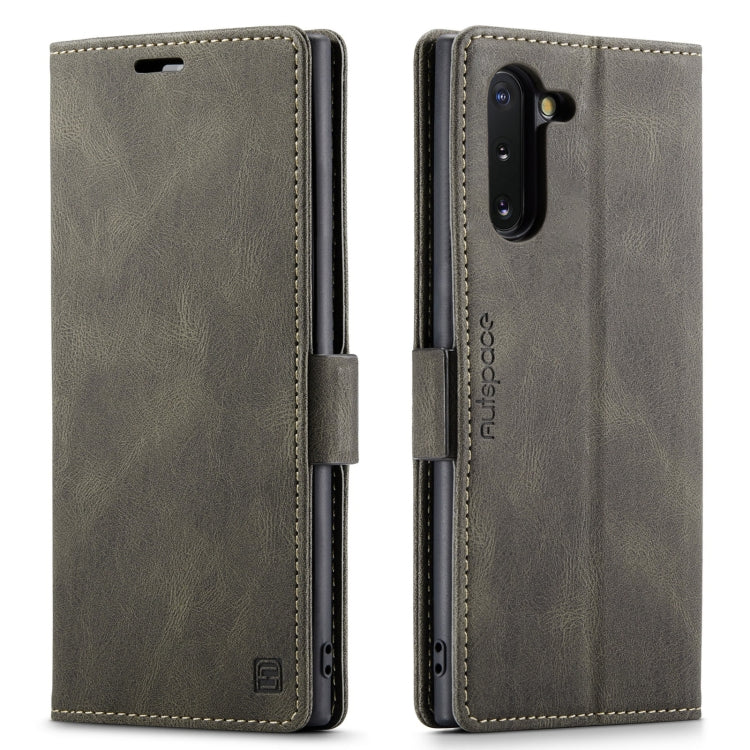 For Samsung Galaxy Note10 AutSpace A01 Retro Skin-feel Crazy Horse RFID Leather Phone Case