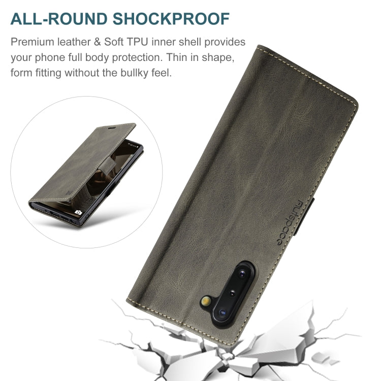 For Samsung Galaxy Note10 AutSpace A01 Retro Skin-feel Crazy Horse RFID Leather Phone Case