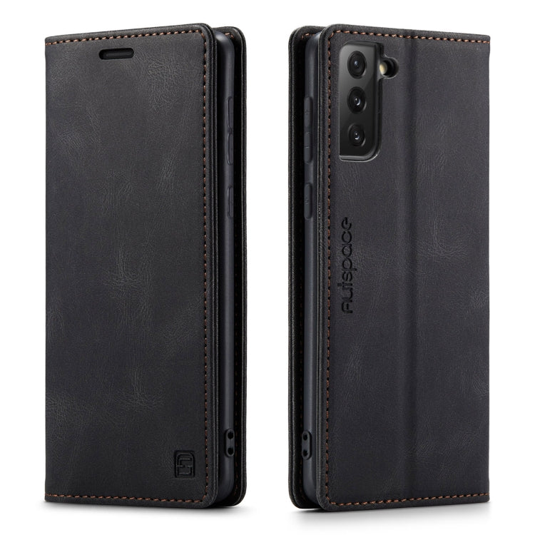 For Samsung Galaxy S21 FE AutSpace A01 Retro Skin-feel Crazy Horse RFID Leather Phone Case