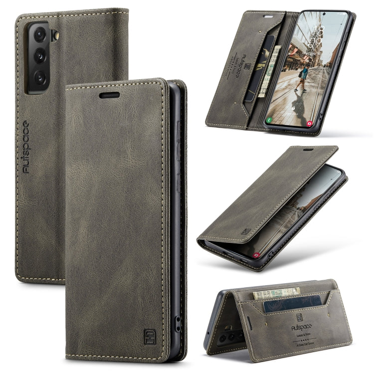 For Samsung Galaxy S21 FE AutSpace A01 Retro Skin-feel Crazy Horse RFID Leather Phone Case