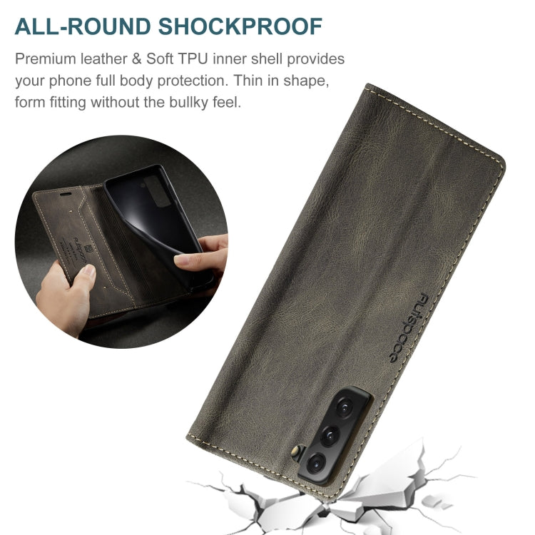 For Samsung Galaxy S21 FE AutSpace A01 Retro Skin-feel Crazy Horse RFID Leather Phone Case