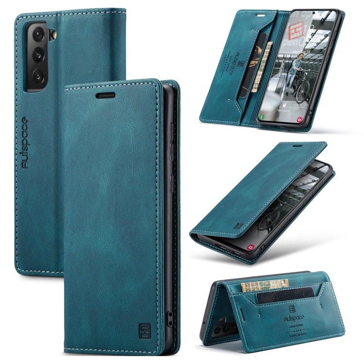 For Samsung Galaxy S21 FE AutSpace A01 Retro Skin-feel Crazy Horse RFID Leather Phone Case