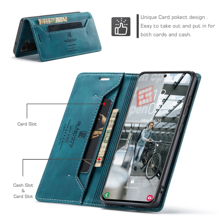For Samsung Galaxy S21 FE AutSpace A01 Retro Skin-feel Crazy Horse RFID Leather Phone Case