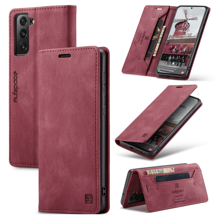 For Samsung Galaxy S21 FE AutSpace A01 Retro Skin-feel Crazy Horse RFID Leather Phone Case