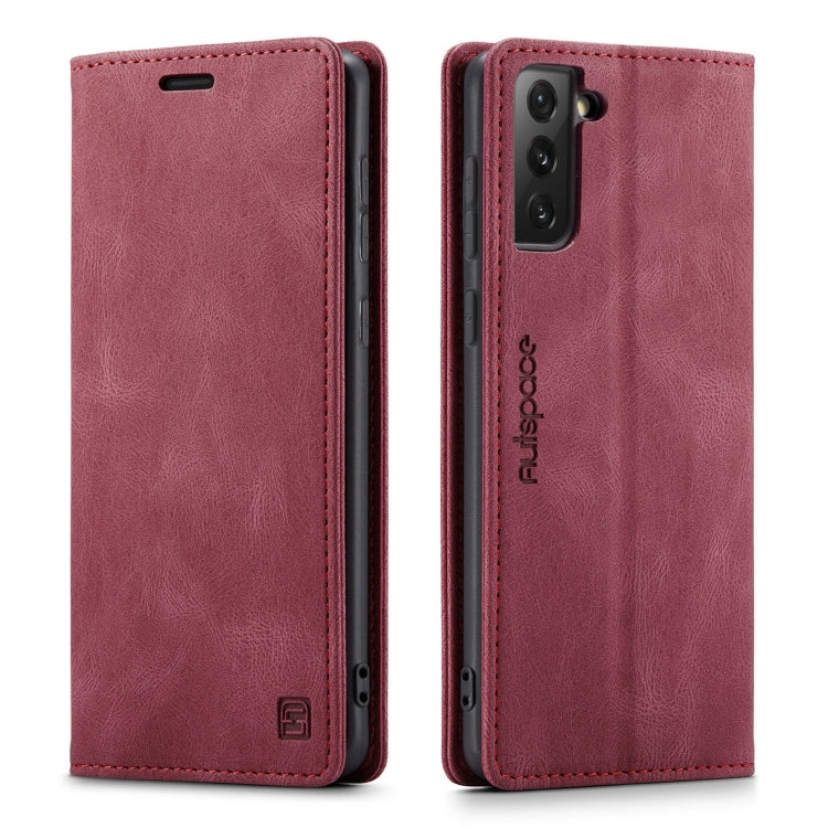 For Samsung Galaxy S21 FE AutSpace A01 Retro Skin-feel Crazy Horse RFID Leather Phone Case