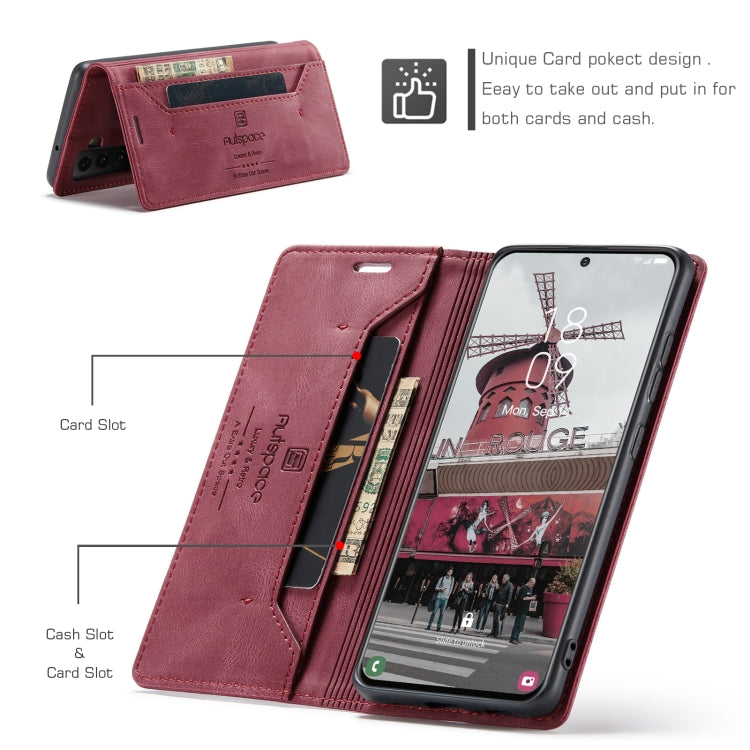 For Samsung Galaxy S21 FE AutSpace A01 Retro Skin-feel Crazy Horse RFID Leather Phone Case