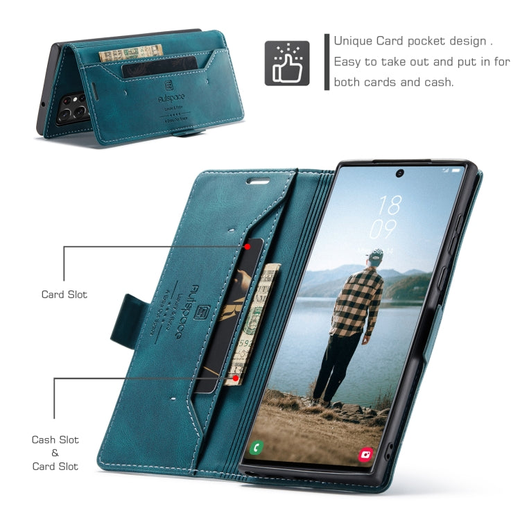 For Samsung Galaxy S22 Ultra 5G AutSpace A01 Retro Skin-feel Crazy Horse RFID Leather Phone Case