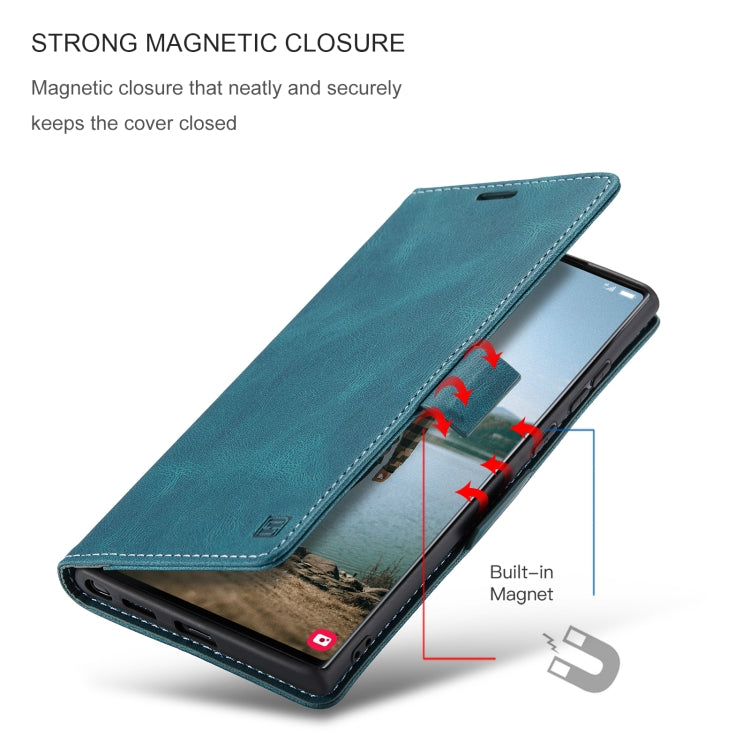 For Samsung Galaxy S22 Ultra 5G AutSpace A01 Retro Skin-feel Crazy Horse RFID Leather Phone Case