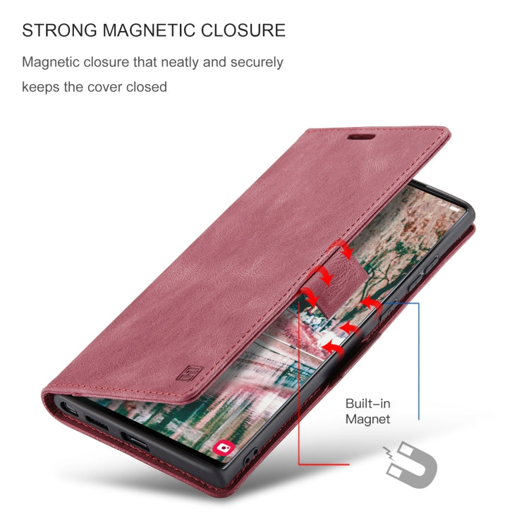 For Samsung Galaxy S22 Ultra 5G AutSpace A01 Retro Skin-feel Crazy Horse RFID Leather Phone Case