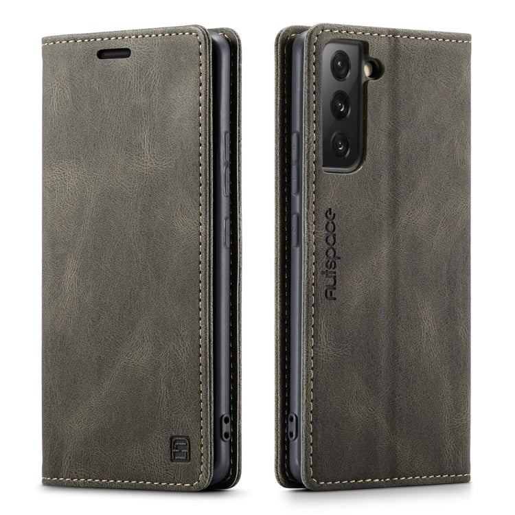 For Samsung Galaxy S22 5G AutSpace A01 Retro Skin-feel Crazy Horse RFID Leather Phone Case