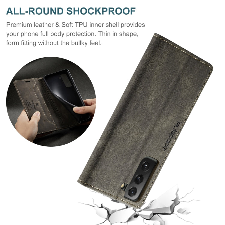 For Samsung Galaxy S22 5G AutSpace A01 Retro Skin-feel Crazy Horse RFID Leather Phone Case