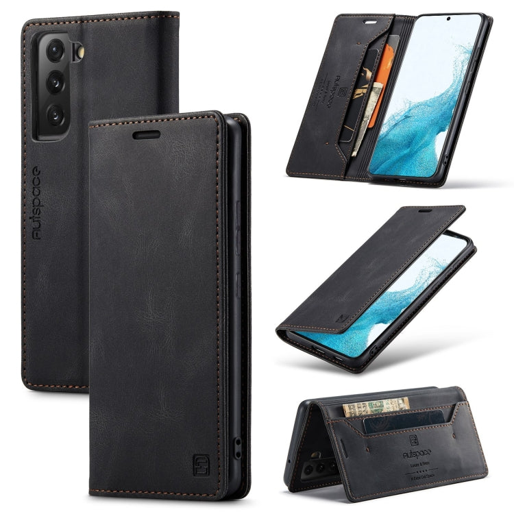 For Samsung Galaxy S22+ 5G AutSpace A01 Retro Skin-feel Crazy Horse RFID Leather Phone Case