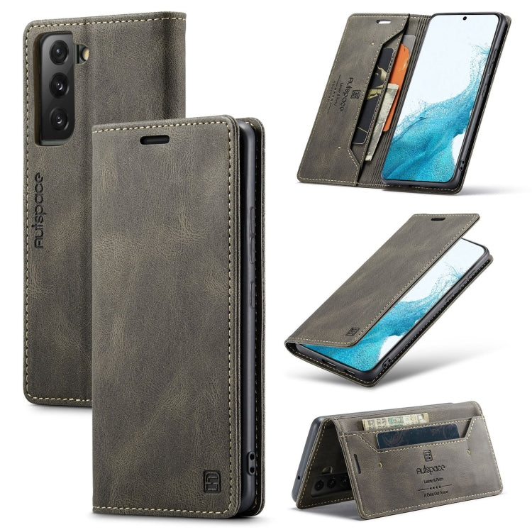 For Samsung Galaxy S22+ 5G AutSpace A01 Retro Skin-feel Crazy Horse RFID Leather Phone Case