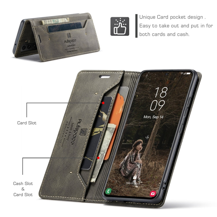 For Samsung Galaxy S22+ 5G AutSpace A01 Retro Skin-feel Crazy Horse RFID Leather Phone Case
