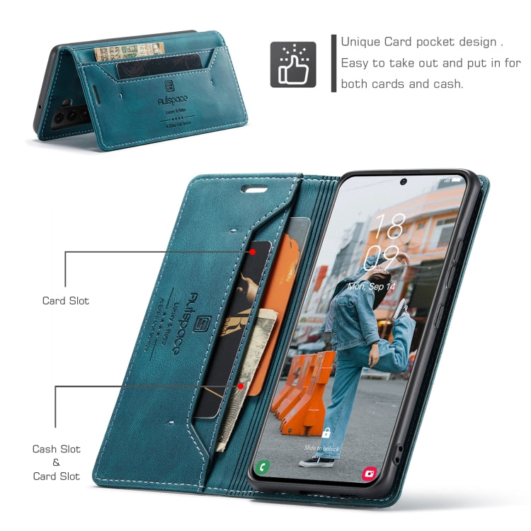 For Samsung Galaxy S22+ 5G AutSpace A01 Retro Skin-feel Crazy Horse RFID Leather Phone Case