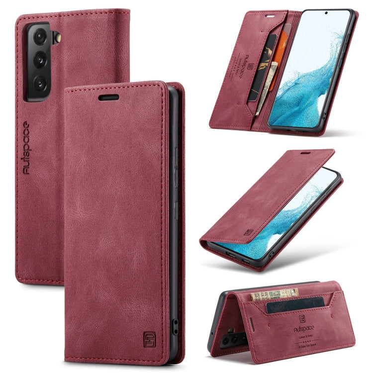 For Samsung Galaxy S22+ 5G AutSpace A01 Retro Skin-feel Crazy Horse RFID Leather Phone Case