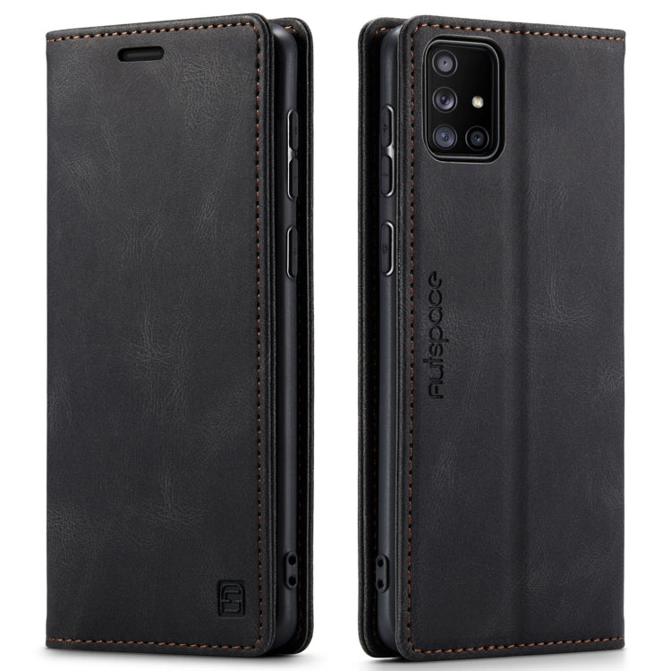 For Samsung Galaxy A51 5G AutSpace A01 Retro Skin-feel Crazy Horse RFID Leather Phone Case