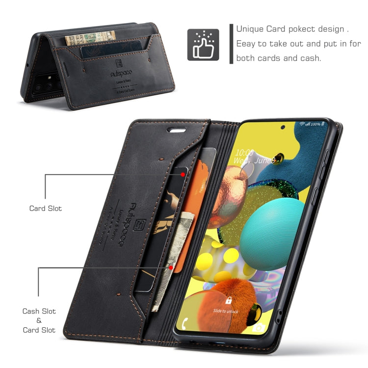 For Samsung Galaxy A51 5G AutSpace A01 Retro Skin-feel Crazy Horse RFID Leather Phone Case