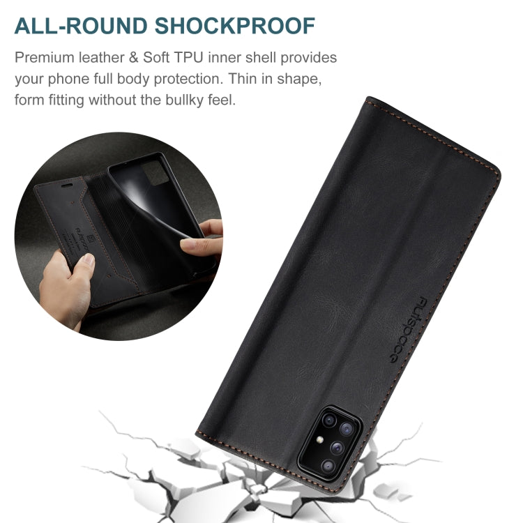 For Samsung Galaxy A51 5G AutSpace A01 Retro Skin-feel Crazy Horse RFID Leather Phone Case