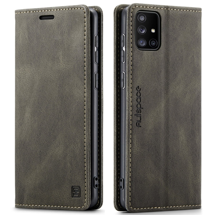 For Samsung Galaxy A51 5G AutSpace A01 Retro Skin-feel Crazy Horse RFID Leather Phone Case