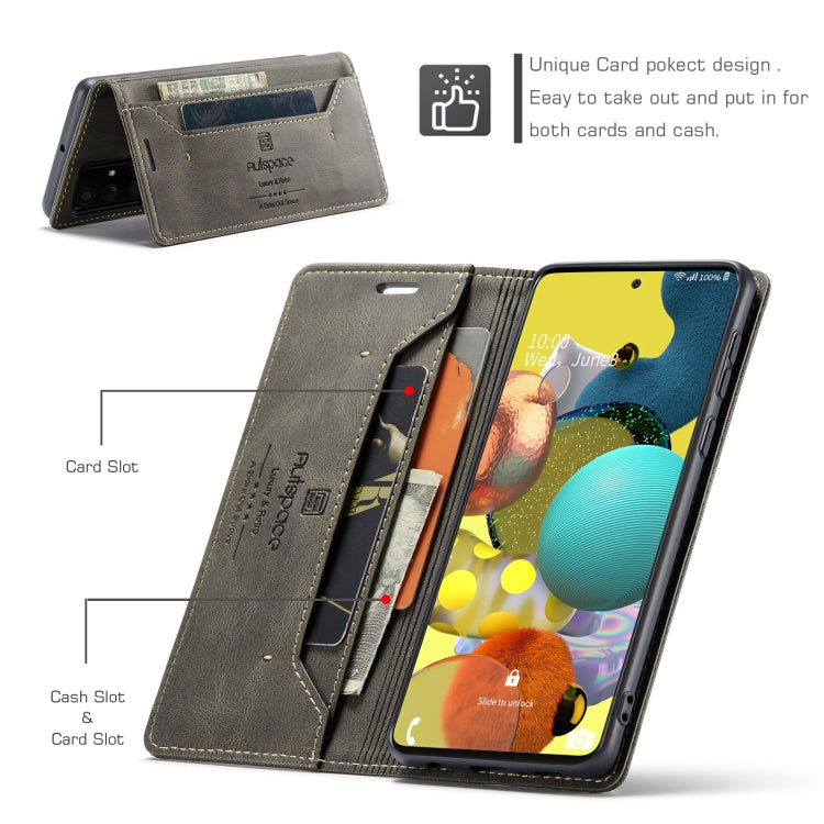 For Samsung Galaxy A51 5G AutSpace A01 Retro Skin-feel Crazy Horse RFID Leather Phone Case