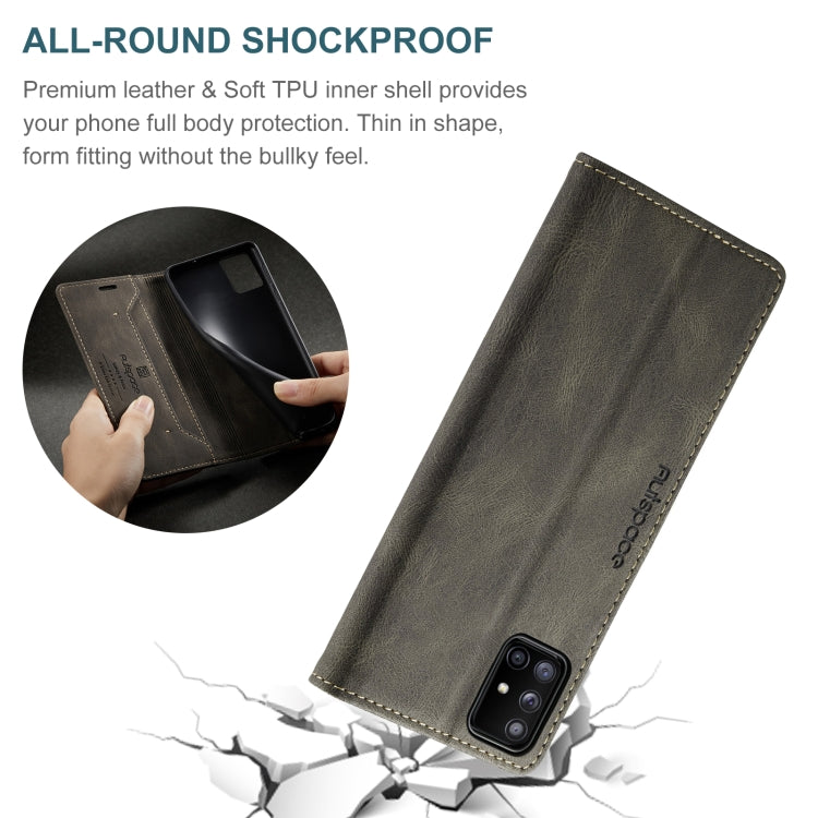 For Samsung Galaxy A51 5G AutSpace A01 Retro Skin-feel Crazy Horse RFID Leather Phone Case