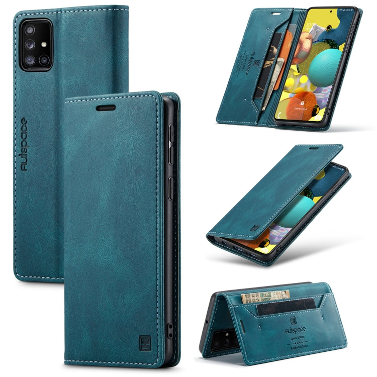 For Samsung Galaxy A51 5G AutSpace A01 Retro Skin-feel Crazy Horse RFID Leather Phone Case