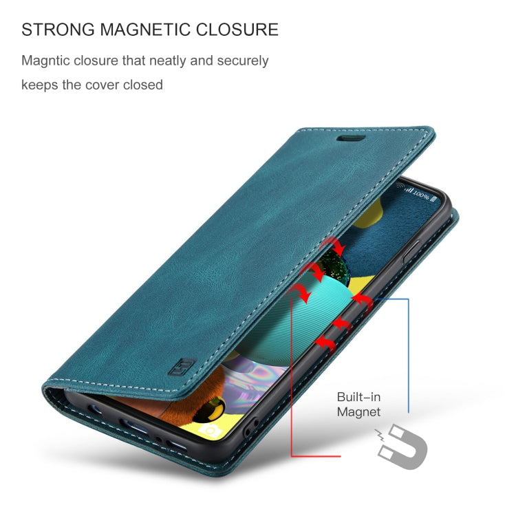 For Samsung Galaxy A51 5G AutSpace A01 Retro Skin-feel Crazy Horse RFID Leather Phone Case