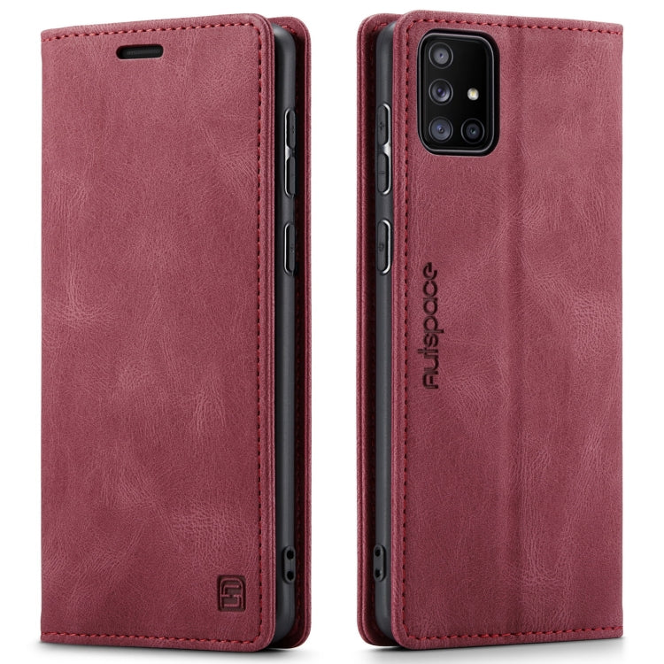 For Samsung Galaxy A51 5G AutSpace A01 Retro Skin-feel Crazy Horse RFID Leather Phone Case