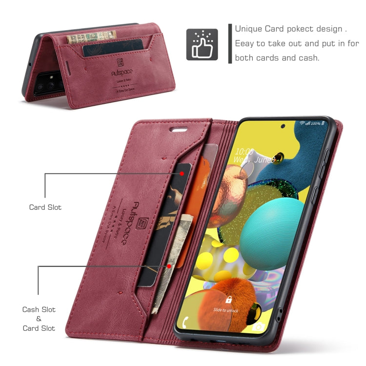 For Samsung Galaxy A51 5G AutSpace A01 Retro Skin-feel Crazy Horse RFID Leather Phone Case