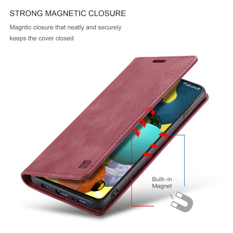 For Samsung Galaxy A51 5G AutSpace A01 Retro Skin-feel Crazy Horse RFID Leather Phone Case