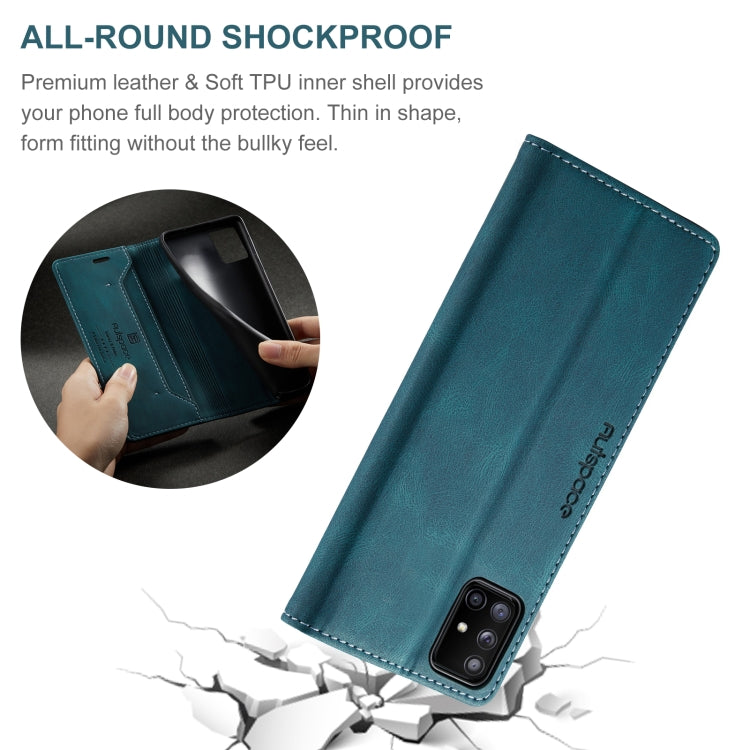 For Samsung Galaxy A71 5G AutSpace A01 Retro Skin-feel Crazy Horse RFID Leather Phone Case
