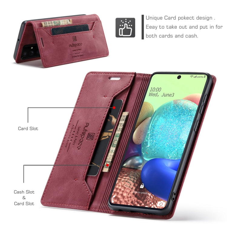 For Samsung Galaxy A71 5G AutSpace A01 Retro Skin-feel Crazy Horse RFID Leather Phone Case