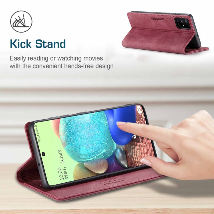 For Samsung Galaxy A71 5G AutSpace A01 Retro Skin-feel Crazy Horse RFID Leather Phone Case