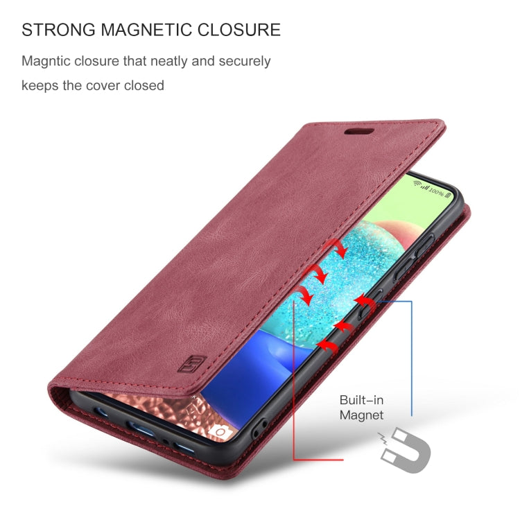 For Samsung Galaxy A71 5G AutSpace A01 Retro Skin-feel Crazy Horse RFID Leather Phone Case