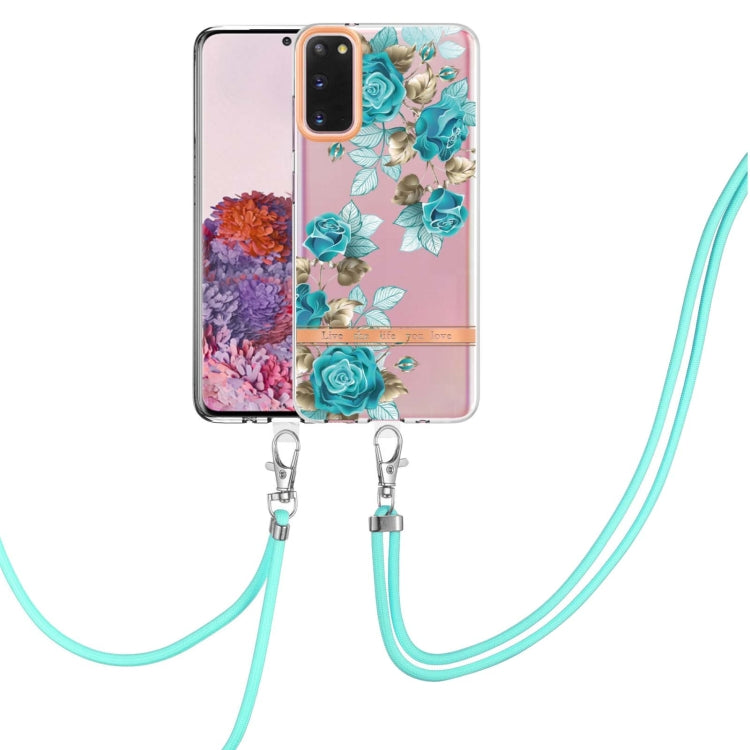 For Samsung Galaxy S20 5G Flowers Series TPU Phone Case with Lanyard