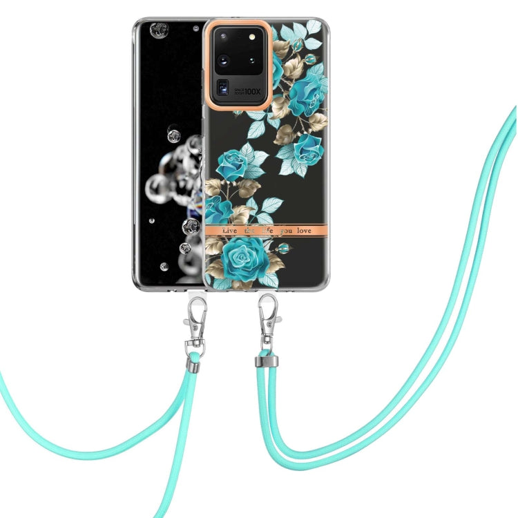 For Samsung Galaxy S20 Ultra 5G Flowers Series TPU Phone Case with Lanyard