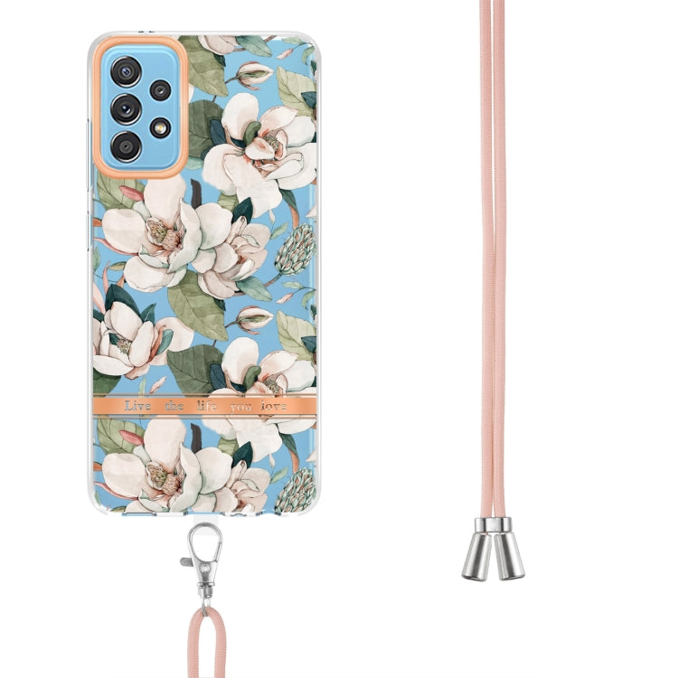For Samsung Galaxy A52 5G / 4G Flowers Series TPU Phone Case with Lanyard